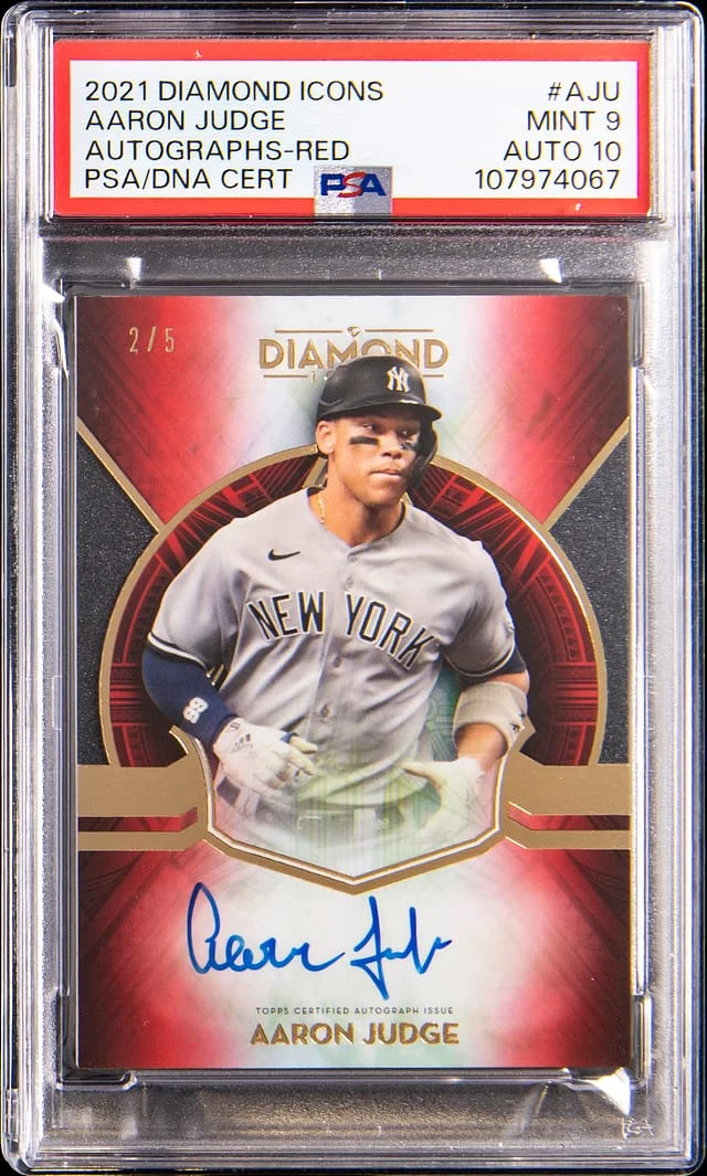 2021 Topps Aaron Judge Diamond Icons Autographs Red #AC-AJU card image