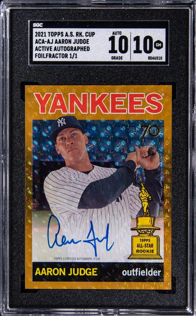 2021 Topps Aaron Judge All-Star Cup Active Autographed Foilfractor #ACA-AJ card image