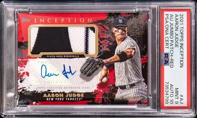2021 Topps Aaron Judge Inception Autographs Jumbo Patch Red #APC-AJ card image