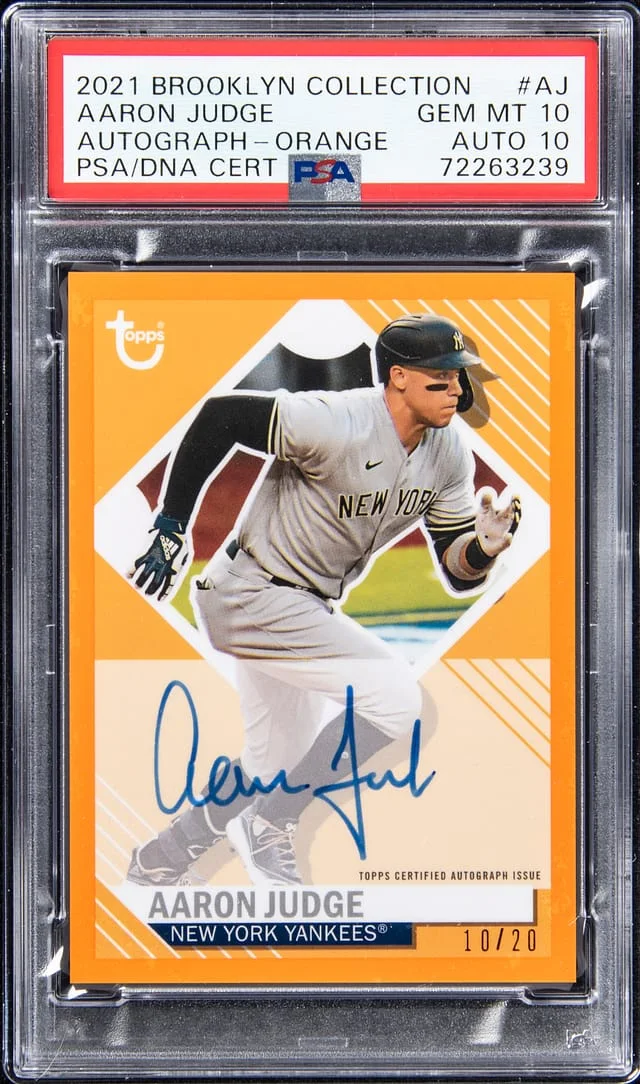 2021 Topps Aaron Judge Brooklyn Collection Autograph Orange #BKA-AJ card image