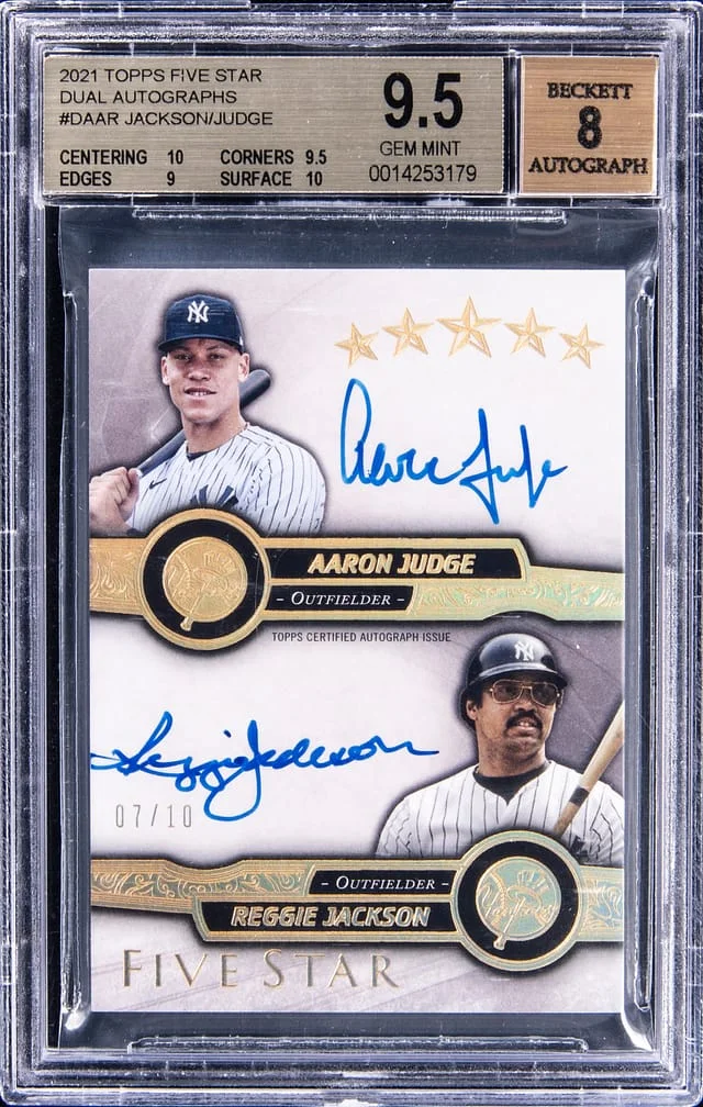 2021 Topps Aaron Judge/Reggie Jackson Dual Five Star Dual Autographs #DA-AR card image