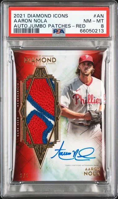 2021 Topps Aaron Nola Diamond Icons Autographed Jumbo Patches #AN card image