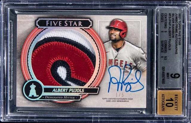 2021 Topps Albert Pujols Five Star Jumbo Prime Autographs Silver Rainbow #FSJP-AP card image