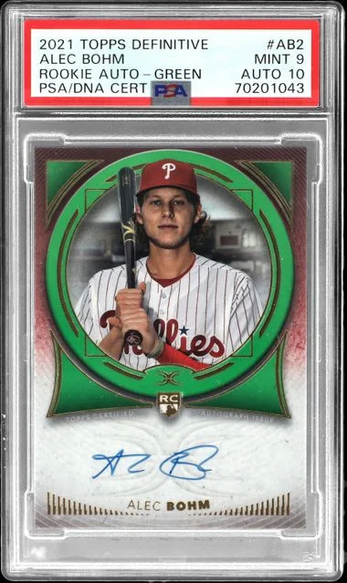 2021 Topps Alec Bohm Definitive Autographs Green #DRA-AB2 card image