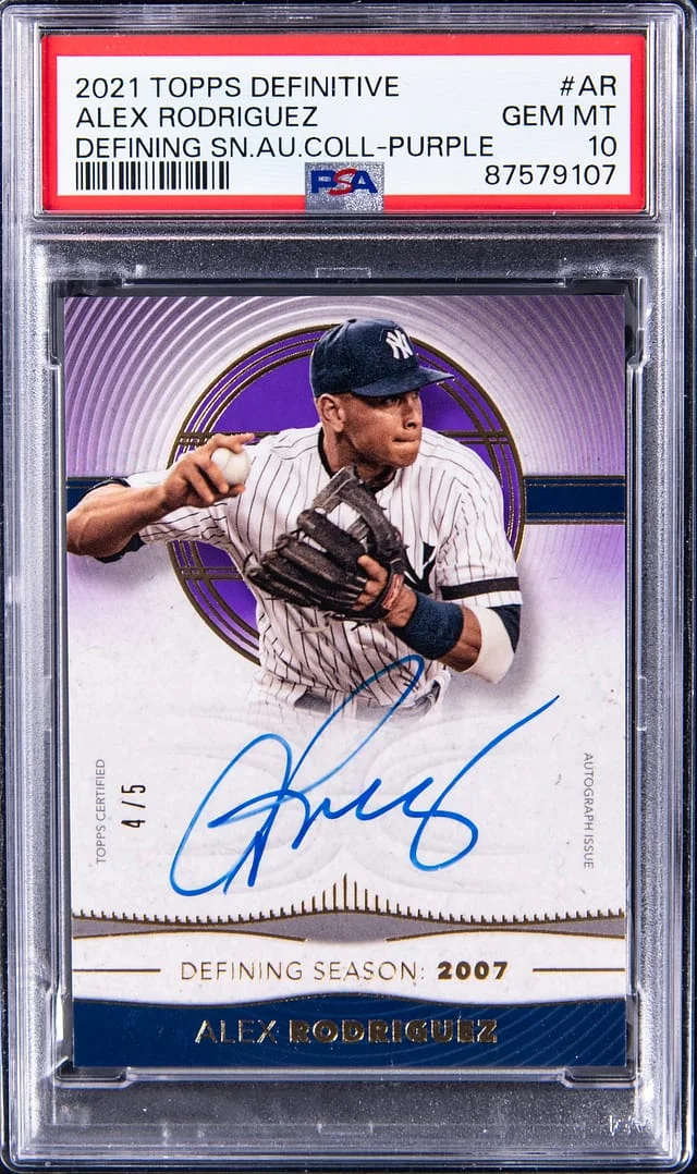 2021 Topps Alex Rodriguez Definitive Collection Defining Season Autograph Purple #AR card image