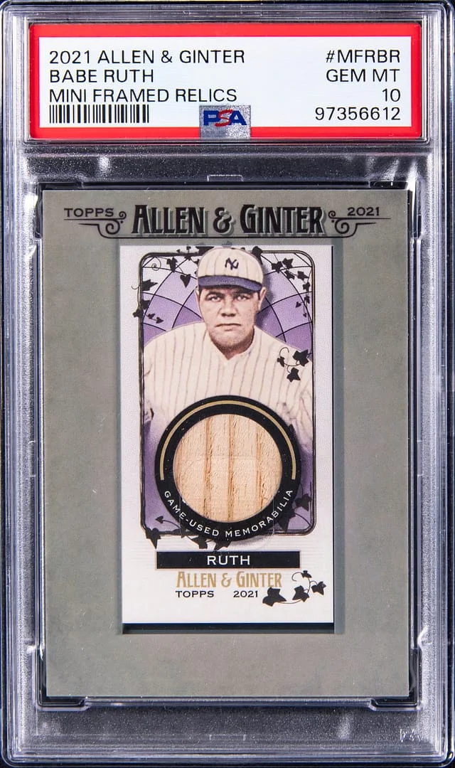 2021 Topps Allen & Ginter Babe Ruth Game-Used Mini Framed Relics #MFRBR card image