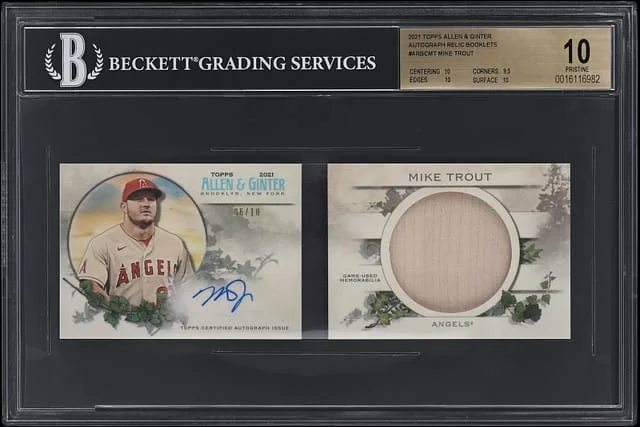 2021 Topps Allen & Ginter Mike Trout Autograph Relic Booklet #ARBC-MT card image
