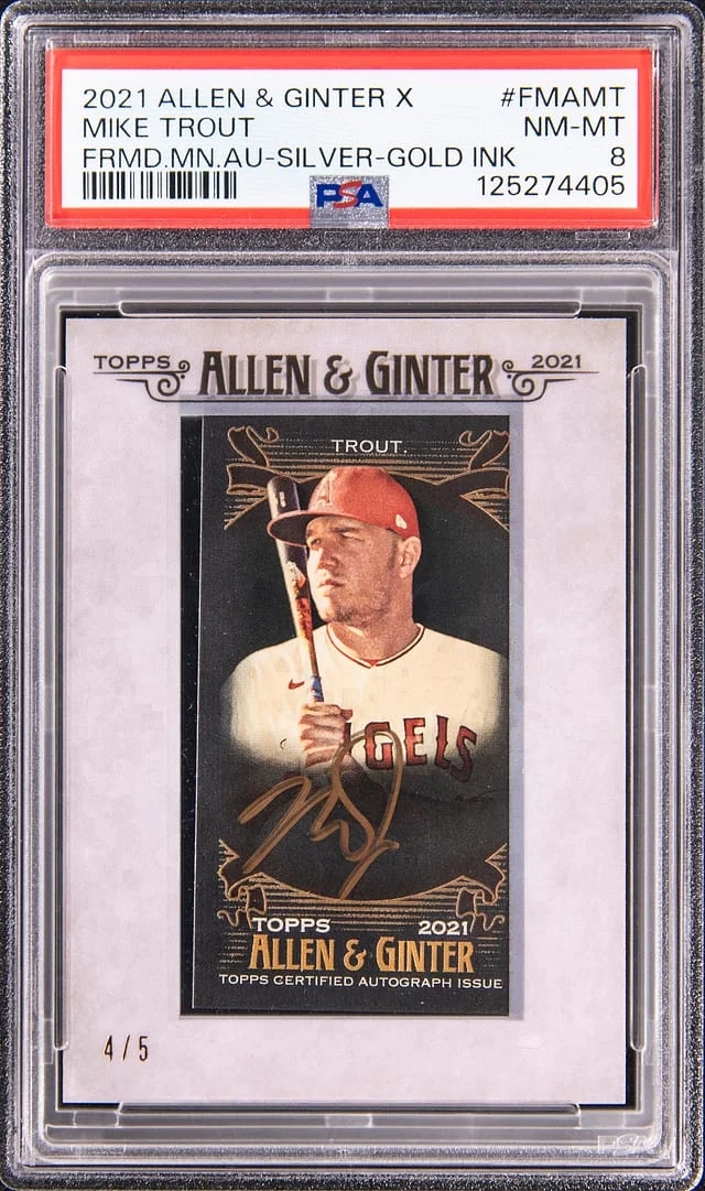 2021 Topps Allen & Ginter Mike Trout X Framed Mini Autograph Silver Gold Ink #FMA-MT card image