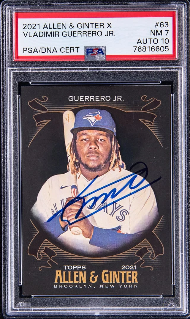 2021 Topps Allen & Ginter Vladimir Guerrero Jr. Chrome Blue Refractor #63 card image