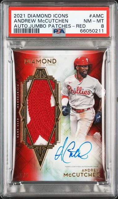 2021 Topps Andrew Mccutchen Diamond Icons Autographed Jumbo Patches #AMC card image