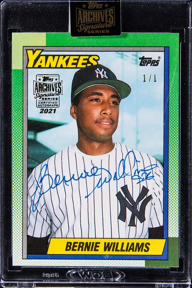 2021 Topps Archives Signature Series Bernie Williams 1990 Topps #701 card image