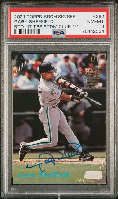 2021 Topps Archives Signature Series Topps Stadium Club 1/1 262 Gary Sheffield Retired #1998 card image
