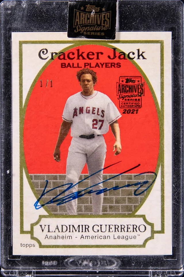 2021 Topps Archives Signature Series Vladimir Guerrero 05 Cracker Jack Autograph #50 card image