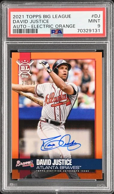 2021 Topps Big David Justice League Autographs Electric Orange #DJ card image