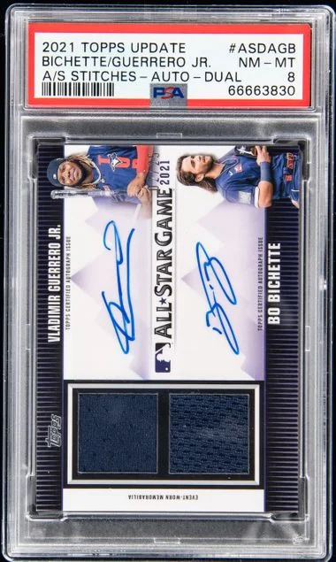 2021 Topps Bo Bichette/Vladimir Guerrero Jr. All-Star Stitches Autographs Dual #ASDA-GB card image