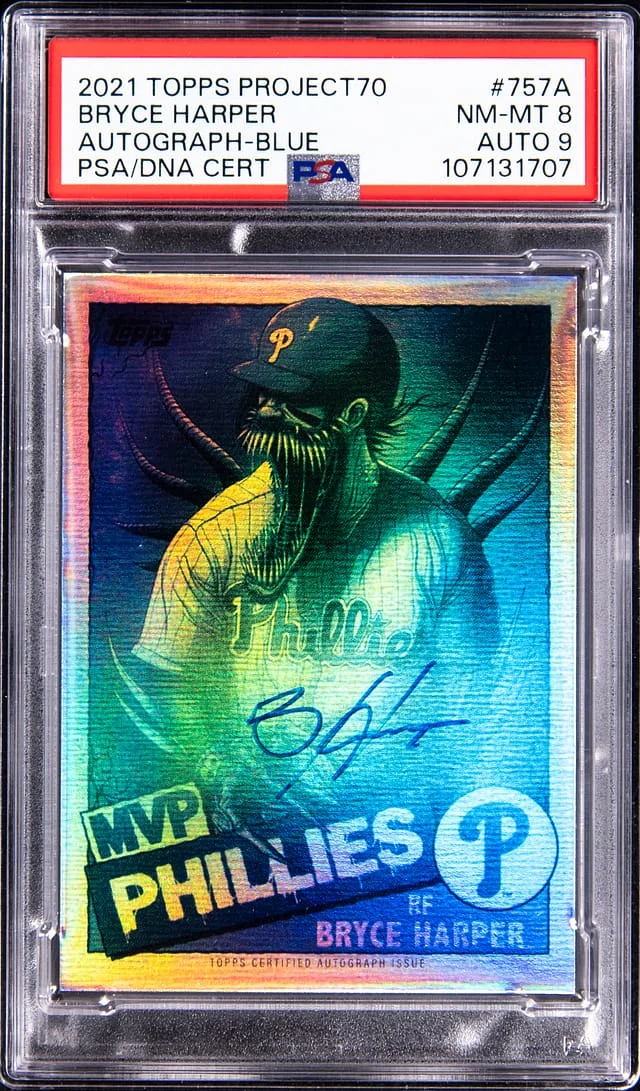 2021 Topps Bryce Harper Project 70 Autograph Blue #757A card image