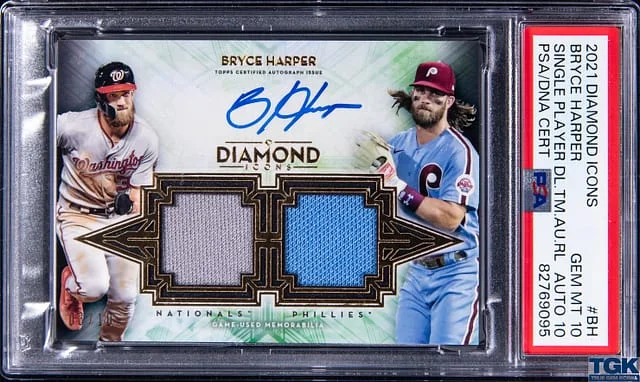 2021 Topps Bryce Harper Diamond Icons Single Player Dual Team Autographed Relic #SPDT-BH card image