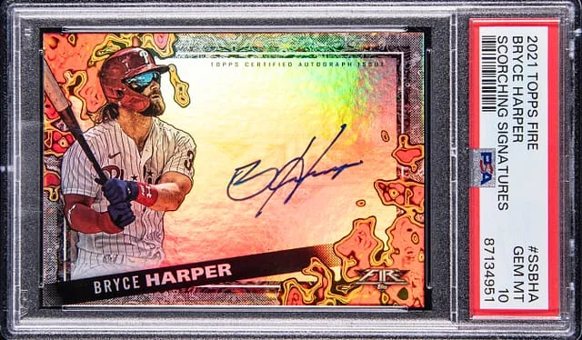 2021 Topps Bryce Harper Fire Scorching Signatures #SSBHA card image