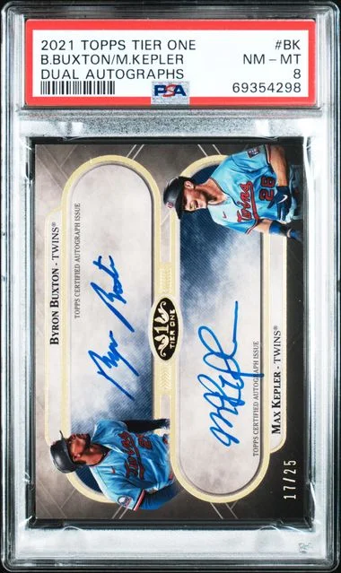 2021 Topps Byron Buxton/Max Kepler Tier One Dual Autographs #DA-BK card image