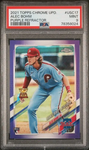2021 Topps Chrome Alec Bohm Purple Refractor #Usc17 card image