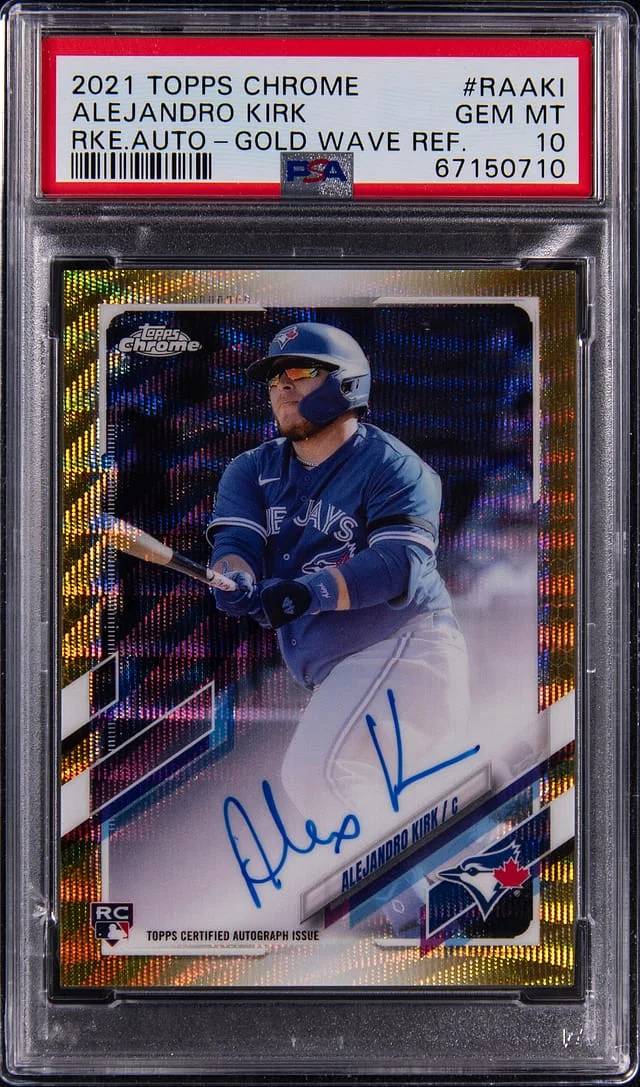 2021 Topps Chrome Alejandro Kirk Autograph Gold Wave Refractor #RA-AKI card image