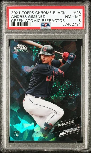 2021 Topps Chrome Black Andres Gimenez Green Atomic Refractor #28 card image