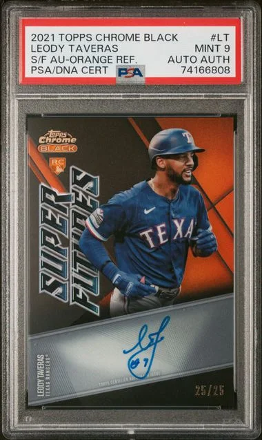 2021 Topps Chrome Black Super Futures Autographs Orange Refractor Lt Leody Taveras #no-number card image