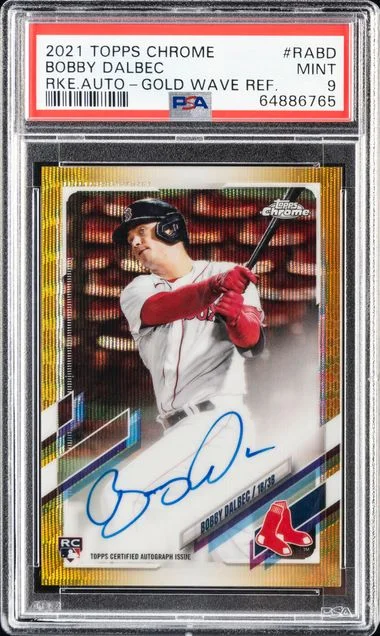 2021 Topps Chrome Bobby Dalbec Autographs Gold Wave Refractor #RABD card image