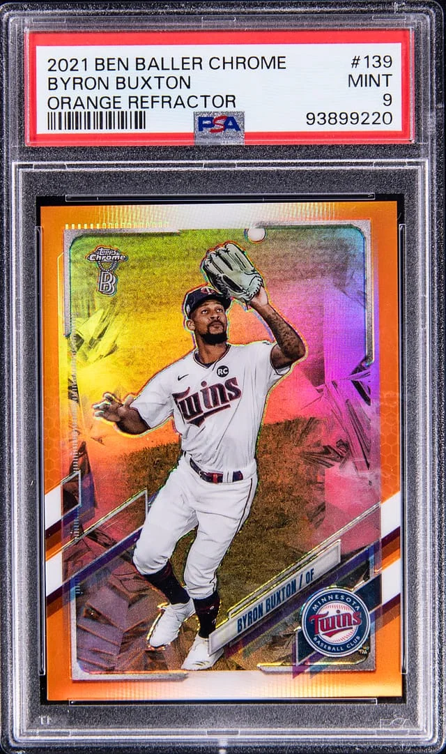 2021 Topps Chrome Byron Buxton Ben Baller Orange Refractor #139 card image