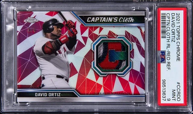 2021 Topps Chrome David Ortiz Captain's Cloth Relic Red Refractor #CCRDO card image