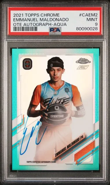 2021 Topps Chrome Emmanuel Maldonado Overtime Elite Autographs Aqua #CAEM2 card image