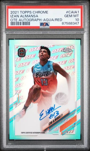 2021 Topps Chrome Izan Almansa Overtime Elite Autographs Aqua/Red #CAIA1 card image