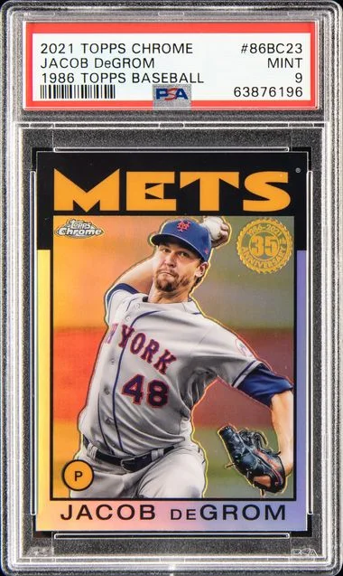 2021 Topps Chrome Jacob DeGrom 1986 Topps Baseball #86BC23 card image
