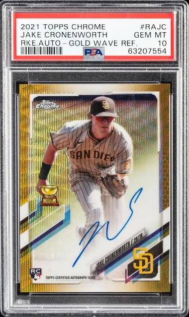 2021 Topps Chrome Jake Cronenworth Autographs Gold Wave Refractor #RAJC card image