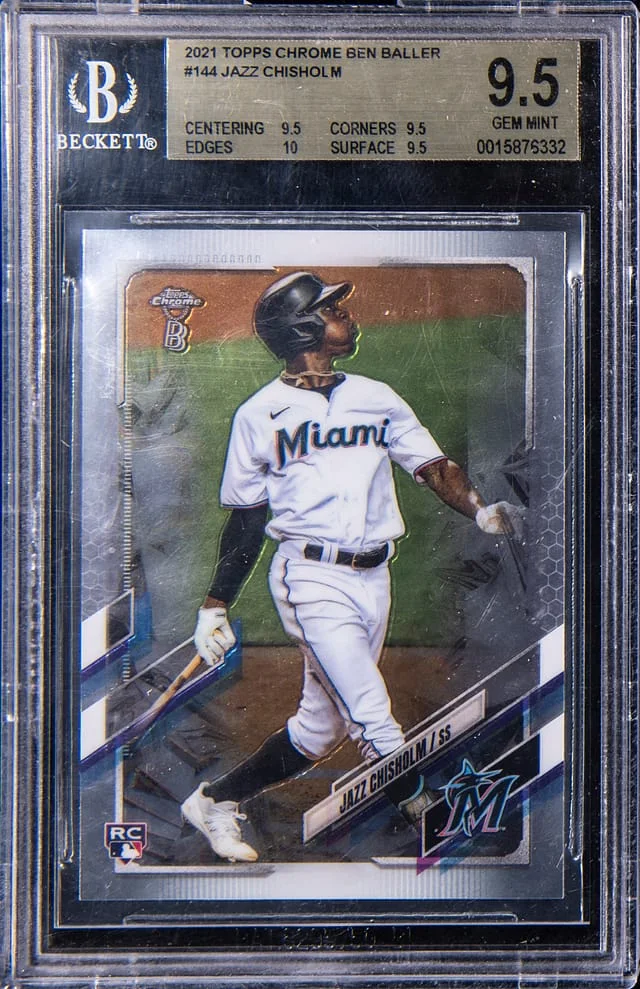 2021 Topps Chrome Jazz Chisholm Magenta Refractor #144 card image