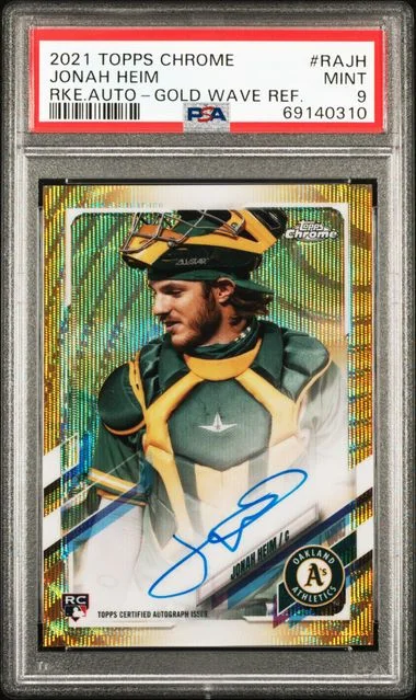 2021 Topps Chrome Jonah Heim Autographs Gold Wave Refractor #RA-JH card image