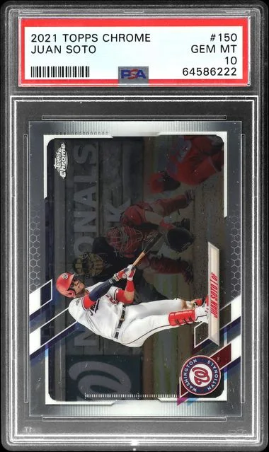 2021 Topps Chrome Juan Soto Gold Refractor #150 card image