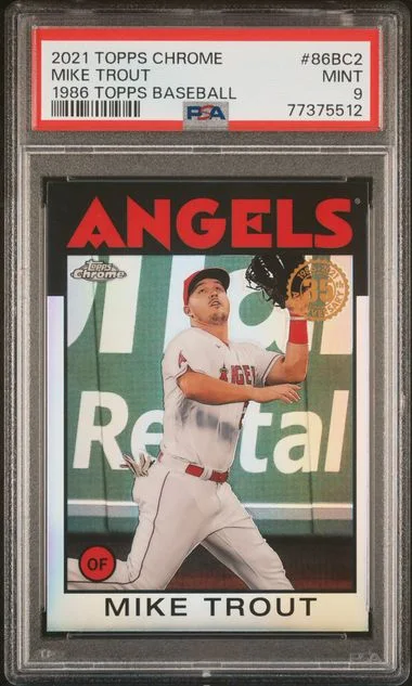 2021 Topps Chrome Mike Trout 1986 Topps Baseball #86Bc2 card image