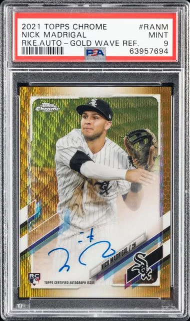 2021 Topps Chrome Nick Madrigal Autographs Gold Wave Refractor #RA-NM card image