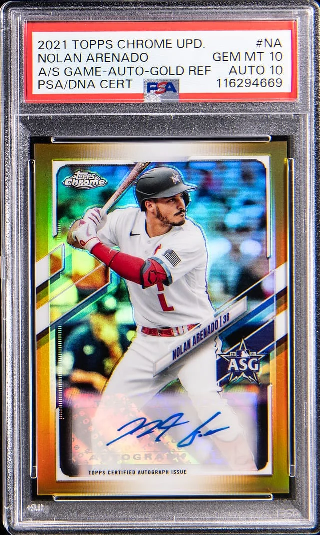 2021 Topps Chrome Nolan Arenado All Star Game Autograph Gold Refractor #ASGA-NA card image