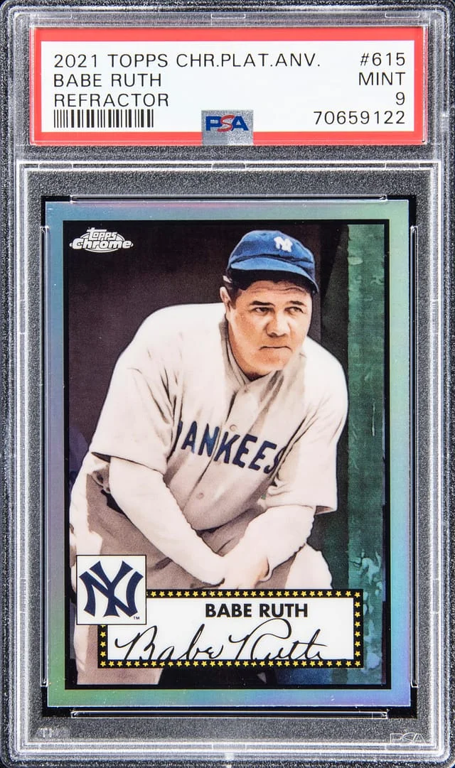 2021 Topps Chrome Platinum Anniversary Babe Ruth Refractor #615 card image