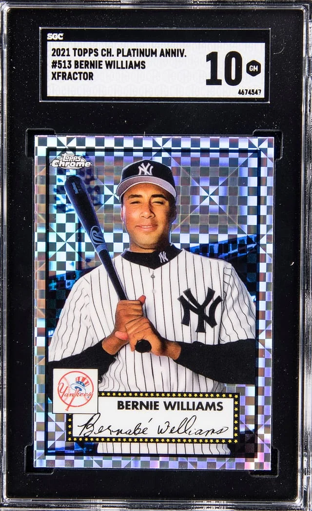 2021 Topps Chrome Platinum Anniversary Bernie Williams Xfractor #513 card image