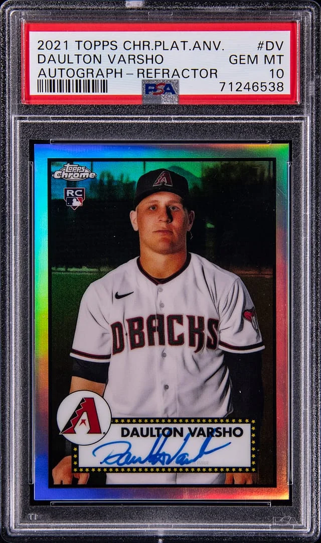 2021 Topps Chrome Platinum Anniversary Daulton Varsho Autograph Refractor #PA-DV card image