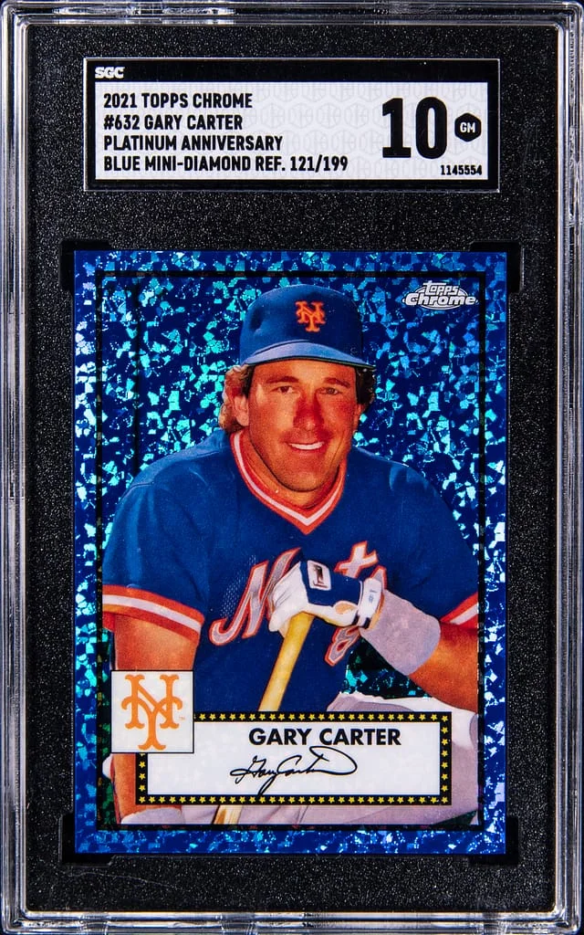 2021 Topps Chrome Platinum Anniversary Gary Carter Blue Mini-Diamond Refractor #632 card image