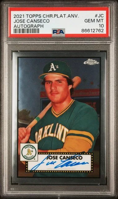 2021 Topps Chrome Platinum Anniversary Jose Canseco Autograph #JC card image