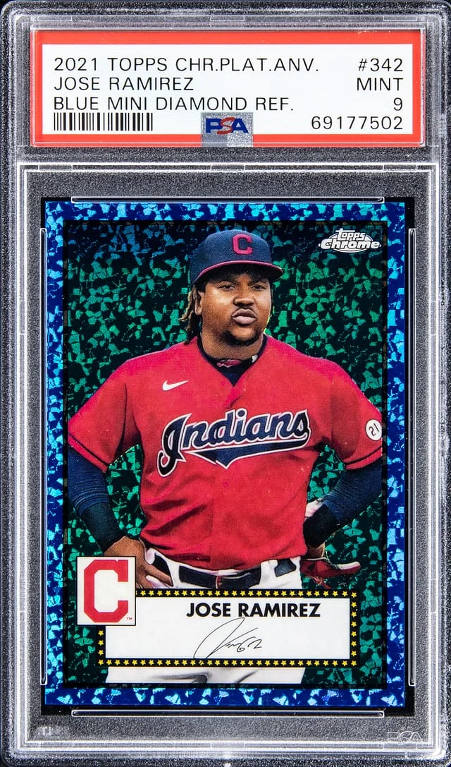 2021 Topps Chrome Platinum Anniversary Jose Ramirez Blue Mini Diamond Refractor #342 card image
