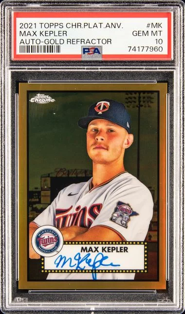 2021 Topps Chrome Platinum Anniversary Max Kepler Autographs Gold Refractor #PA-MK card image