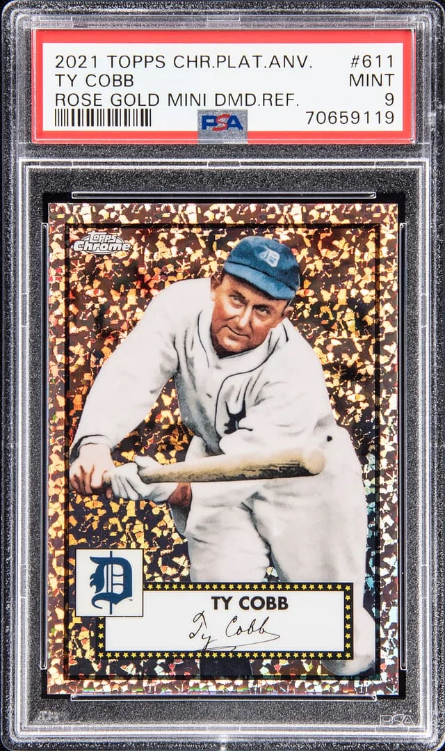 2021 Topps Chrome Platinum Anniversary Ty Cobb Mini Diamond Refractor #611 card image