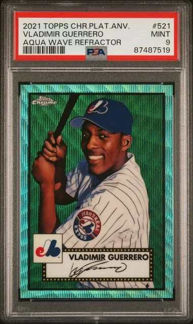 2021 Topps Chrome Platinum Anniversary Vladimir Guerrero Aqua Wave Refractor #521 card image