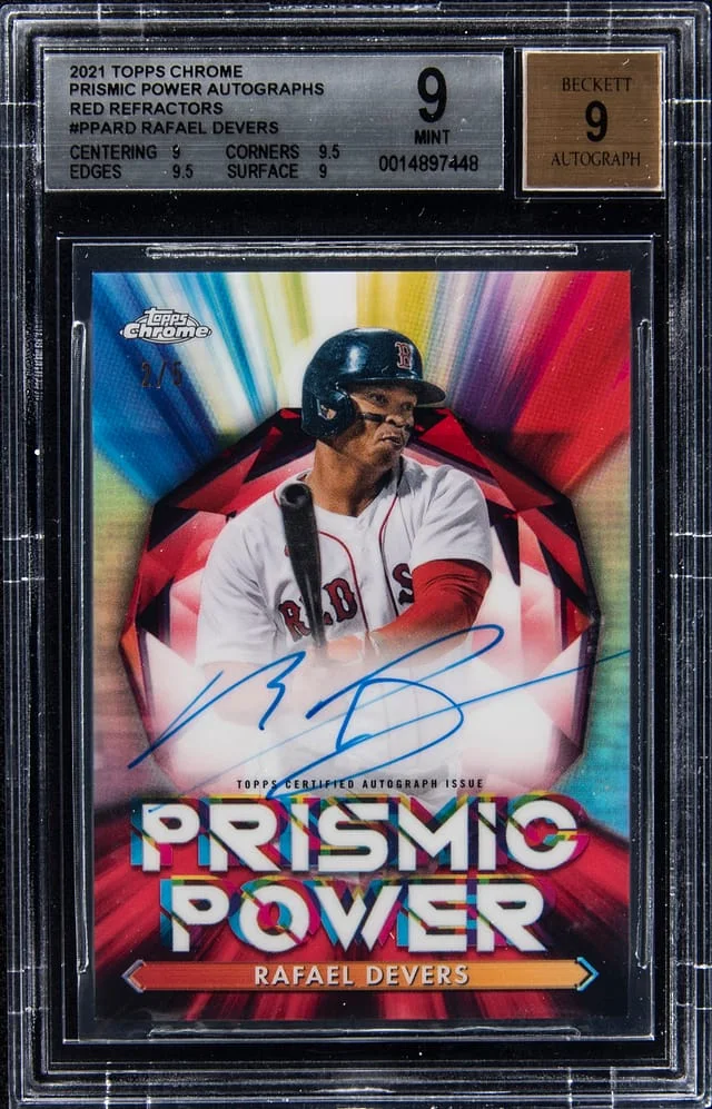 2021 Topps Chrome Rafael Devers Prismic Power Autographs Red Refractor #PPA-RD card image